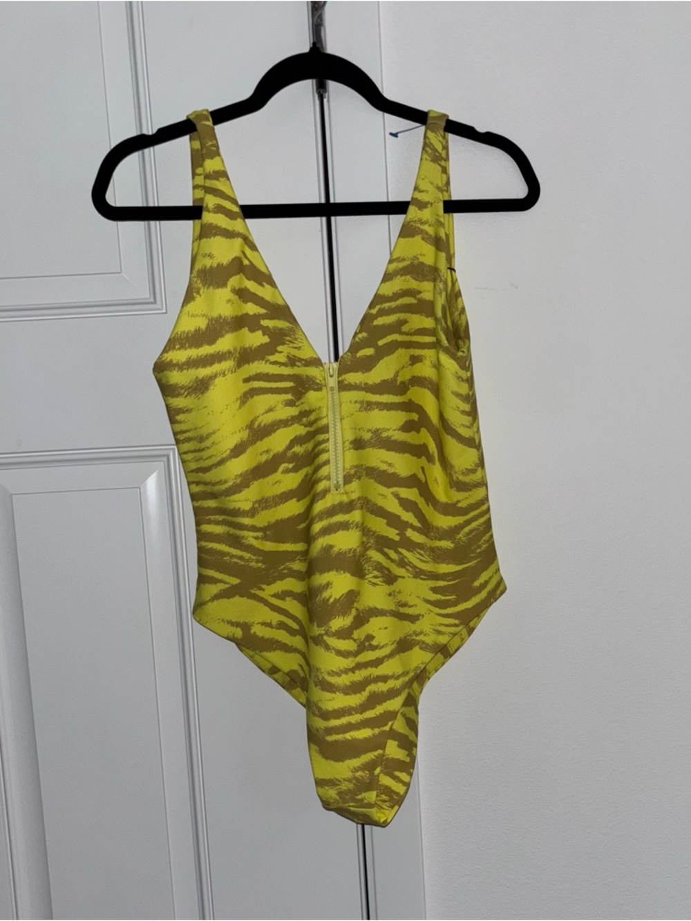 NWT Skatie Yellow Tiger-Print One-Piece Swimsuit with Front Zip